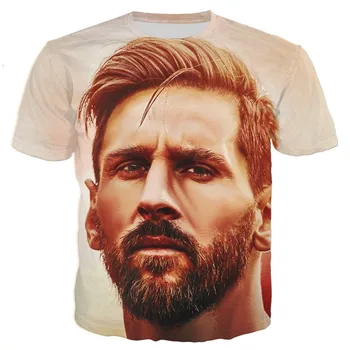 HX Jaunākās Modes Futbola Zvaigzne Argentīnas Messi Tees 3D Druka T Kreklu apdruka/pelēkā vārna/sporta Krekls Unisex Hipster Ikdienas Topi H092