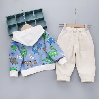 HYLKIDHUOSE 2020 Bērnu, Meiteņu un Zēnu Apģērbu Komplekti Pavasara Toddler Zīdaiņu Karikatūra Dinozauru T Krekls, Bikses Bērniem, Drēbes Brīvdienas