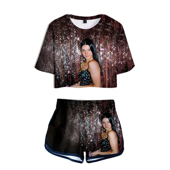 Hype Nama Sieviešu T Komplekti, Īsās Bikses Vasaras Pop Sexy T-krekli Charli D'amelio 3D Drukas Addison Rae Rasas nabas t krekls Topi