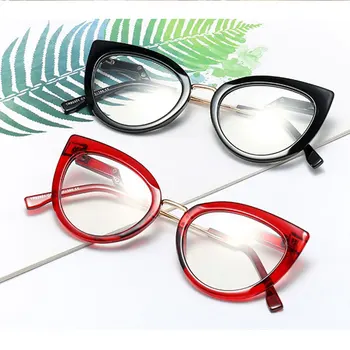 Hyperopia Brilles +1.75 +2.0 +5.0 Red, Cat Eye Rāmji Skaidrs, Objektīvs Zilās Gaismas Filtru Priscription Lasīšanas Brilles Modes Briļļu