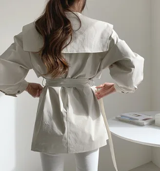 Hzirip Minimālisma Cietā divrindu Uzrakt Mētelis Elegants OLA Outwear 2020 