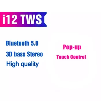 I12 5.0 Sporta TWS Bluetooth Austiņas Bezvadu austiņas touch pop-up logā iPhone Xiaomi Huawei, Samsung Smart Tālrunis pk i9s