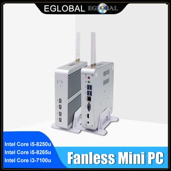 [i7 8565U i5 8265U i3 8145U] Fanless Mini-PC Windows 10 Pro Micro Dators 2*DDR4 M. 2 NVME SSD TV Kastē 4K HD HTPC 300M WiFi