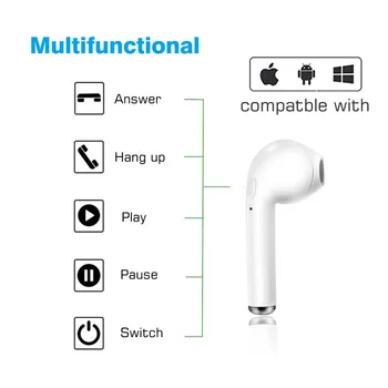 I7 i7s TWS Bezvadu fone de ouvido par xiaomi auss Bluetooth Austiņas Earbuds, Austiņas Ar Mikrofonu Priekš iPhone viedtālruņu
