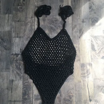 IASKY 2019 Jaunu trikotāžas dobi no viena gabala, peldmēteļi, sexy sievietes zivju neto Monokini peldkostīms, Peldbikses
