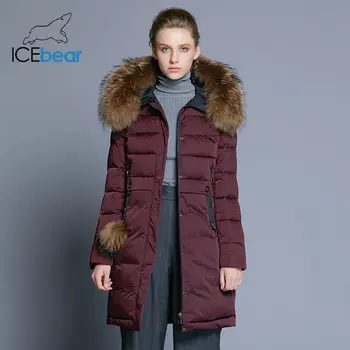 ICEbear 2019 ziemas sieviešu mētelis ilgi slim sieviešu jaka dzīvnieku kažokādas apkakle zīmolu apģērbu biezs, silts, pretvēja parka GWD18253