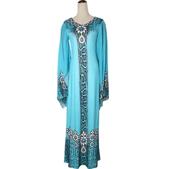 Iespiests dizaina maxi kleita izlīdzināšanu piedurknēm āfrikas drēbes dashiki ramadāna kaftan zaudēt tērpi modes abaya VKDR2045