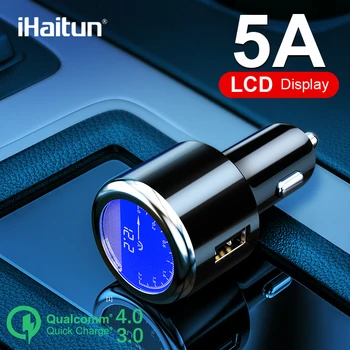 IHaitun Luksusa LCD 5.A USB Auto Lādētājs Samsung S9 S10 Ātru USB 3.0 3.1 Ātrās Uzlādes iPhone 11 Huawei P30 Pro Oneplus 7 X