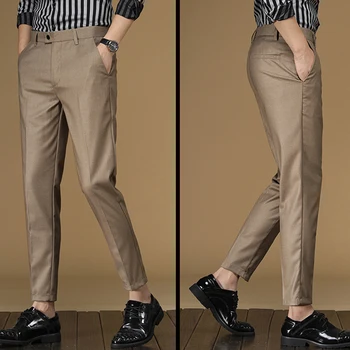 Ikdienas Uzņēmējdarbības Vīriešu Bikses Potītes Garuma Bikses Office Korejiešu Uzvalku Bikses Joker Četri Gadalaiki Formālās Valkāt Streetwear Modes Jauns