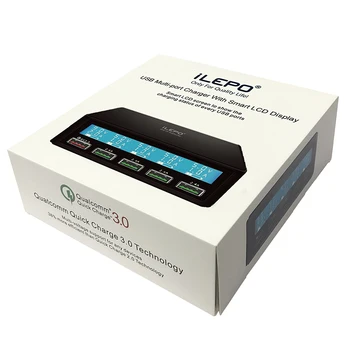 ILEPO Ātri Uzlādēt QC3.0 USB Lādētāju Stacijas 50W 5V2.4.A*5 USB Ekrāna Displejs Drošības Lādētājs iphone, ipad DATORU Kindle Planšetdatoru