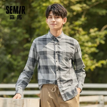 Ilgtermiņa piedurkne krekli, vīriešu, rudens korejiešu stilā pleds krekls kokvilnas topi par vīrieti jaunu vīriešu krekls