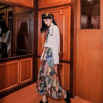 IMucci Pusi ķermeņa Daļa Sieviete 2020. Gada Pavasarī Jaunu Apģērbu, Vintage Modes Drukāšanas Augsta Vidukļa Ilgi Fonds-line Svārki Sieviete TM1186