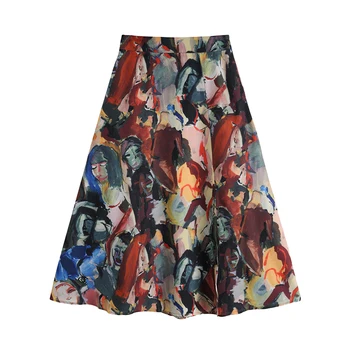 IMucci Pusi ķermeņa Daļa Sieviete 2020. Gada Pavasarī Jaunu Apģērbu, Vintage Modes Drukāšanas Augsta Vidukļa Ilgi Fonds-line Svārki Sieviete TM1186
