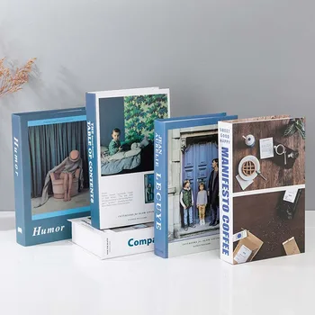 IN Simulācijas Grāmatu Modelis Home Decoration Accessories Vienkāršība Zilā Viltus Grāmatas Apdare, Mēbeles Mācību Telpu Dekori Grāmatu plaukts