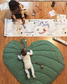Ins Kokvilnas Lapu forma, Bērnu Segu, Spēlēt Mat bērniem Kāpelēt Pad Karikatūra Zīdaiņu Ložņu Mat Playmat Grīdas Paklāju māju rotā