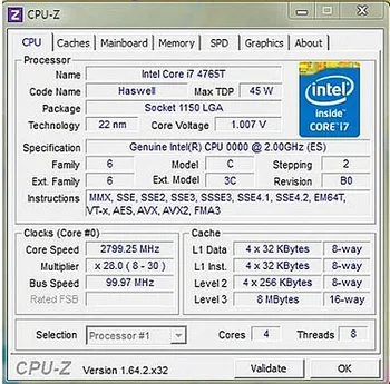 INTEL I7-4765T QDEA CPU I7 4765T procesors LGA 1150 Quad core 2.0 GHZ BO pastiprināšanu ES Nav reklāmas modelis