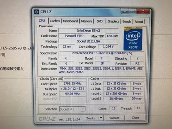 Intel Xeon CPU E5 V3 E5-2685V3 QS 2.60 GHz 12 Serdeņi 30M LGA2011-3 E5-2685. Lpp V3 procesors E5 2685V3 bezmaksas piegāde E5 2685. Lpp V3 2680V3