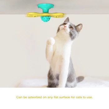 Interaktīvās Pet Cat Toy Kaķēns Silikona Vējdzirnavas Ar Masāžas Suku Kaķi, Spēlējot Vinilplašu Bumbu Nesaskrāpē Apmācības Pārdošanā