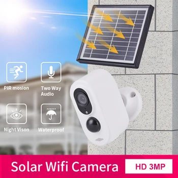 IP Kameras WiFi Uzraudzības Mini Kamera ar Saules Paneļa Jauda Uzlādes Uzlādējamo Akumulatoru Āra Iekštelpu CCTV Drošības Kameras