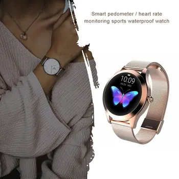 IP68 Ūdensnecaurlaidīga Smart Watch Sievietes Skaisto Rokassprādzi Sirds ritma Monitors Miega Uzraudzības Smartwatch Savienojumu IOS Android KW10 band