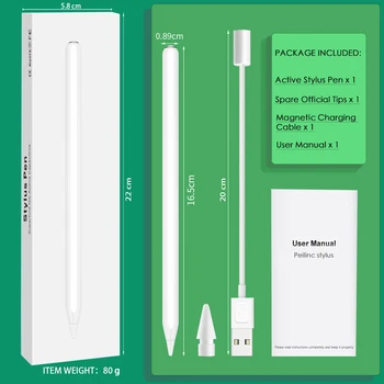 IPad Irbuli Apple zīmuli, ar USB Magnētisko Maksas & Jutība Tilt & Palm noraidīta 2018-2021 iPad ABS Materiāla