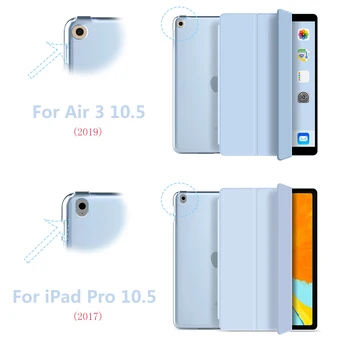 IPad Pro 10.5 collu līdz 2017. Gadījumā PU Ādas Trifold Stāvēt + PC Cieto dibenu ar mīkstām malām Smart Cover iPad Gaisa 3 2019 Gadījumā
