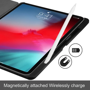 IPad pro 11 2018 Magnētisko Smart Case ar Zīmuļa Turētāju Mīksta Silikona Atpakaļ Trifold Statīvu, lai iPad pro 11 2018 Būtiska Coque