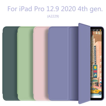 IPad Pro 12.9 collu 2020 gadījumā Ar Zīmuļa Turētāju Smart cover Tri-reizes Mīksto Atpakaļ iPad Pro12.9 4. Paaudzes modelis A2229