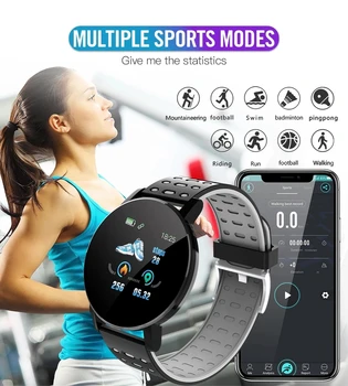 Ir 2021. 119 Plus Smart Skatīties Vīrieši Sievietes asinsspiedienu Ūdensizturīgs Sporta Kārta Smartwatch Smart Pulkstenis Fitnesa Tracker Android, IOS