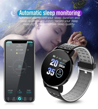 Ir 2021. 119 Plus Smart Skatīties Vīrieši Sievietes asinsspiedienu Ūdensizturīgs Sporta Kārta Smartwatch Smart Pulkstenis Fitnesa Tracker Android, IOS