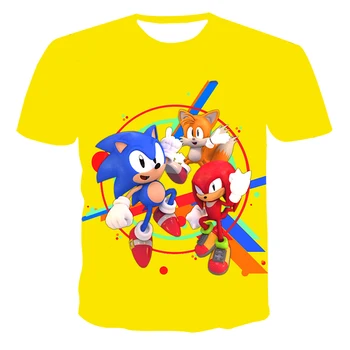Ir 2021. 3D Jaunā Vasaras Bērnu Ezis Sonic T-krekls Apģērbu Zēns/Meitene Cute Baby sporta Krekls Modes Karikatūra T-krekls Izmērs 4T-14T