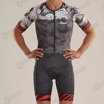 Ir 2021. FRENESI Augstas Kvalitātes Velo Sporta apģērbu Vīriešu Triatlona Īsām Piedurknēm Skinsuit Maillot Ciclismo Road Bike Jersey Jumpsuits