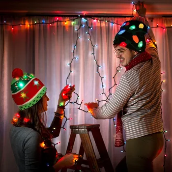 Ir 2021. Jaunais Gads LED Trikotāžas Ziemassvētku Cepuri Beanie iedegties Apgaismotu Silta Cepure Bērniem, Pieaugušajiem Jaunā Gada, Ziemassvētku Dekori