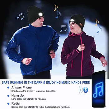 Ir 2021. Jaunas Ziemas Bluetooth Mūzikas LED Gaismas Cepures Beanie Naktī Staigāt Darbojas Bezvadu Austiņas Klp Modes Silts Sporta Adīta Cepure