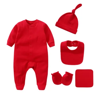 Ir 2021. Jaundzimušo Bērnu Zēnu Apģērbu Komplekti, 5GAB Unisex Cietā Kokvilnas Bērnu Meitene Apģērbs, Pidžamas Romper Jumpsuit Pavasara Rudens Ropa Bebe
