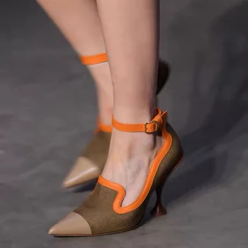 Ir 2021. Jaunu Modes Norādīja Toe Sūkņi Sieviete, Seksīga Jauktas Krāsas augstpapēžu kurpes Sieviešu Kurpes Luksusa Daļa Dāmas Kurpes zapatos mujer de