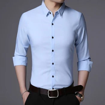 Ir 2021. Jaunu Modes Zīmolu Dizainers Krekls, Kleita Krekli Vīriešu Slim Fit Streetwear Garām Piedurknēm Korejas Augstas Kvalitātes Ikdienas Vīriešu Apģērbs