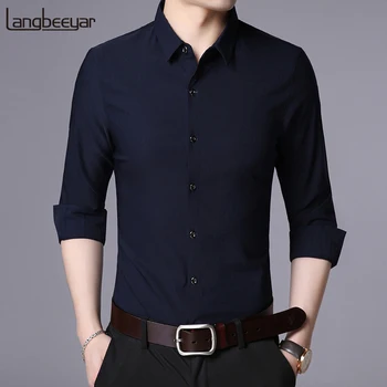 Ir 2021. Jaunu Modes Zīmolu Dizainers Krekls, Kleita Krekli Vīriešu Slim Fit Streetwear Garām Piedurknēm Korejas Augstas Kvalitātes Ikdienas Vīriešu Apģērbs