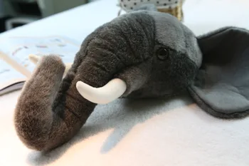Ir 2021. Jaunu pp kokvilnas sienu apdare simulācijas dzīvnieku galvas pildījumu plīša rotaļlieta elephant galvu lelle rotājumi tupus