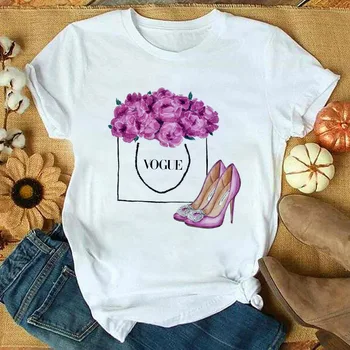 Ir 2021. Jaunu Skaistumu Ziedu Kafijas T Krekls Sievietēm ar Īsām Piedurknēm Dāmu Topi Modes Tshirt Grafiskais Harajuku Sieviešu T-krekli Apģērbi