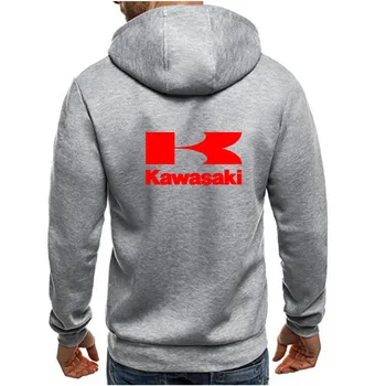 Ir 2021. Kawasaki Logo Pavasara Jaunu Karstā Pārdošanas Vīriešu tīrtoņa Krāsu Gadījuma Visu maču Rāvējslēdzēju sporta Krekli pelēkā vārna