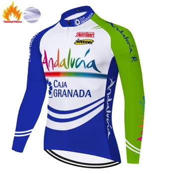 Ir 2021. komanda spānijas ANDALŪZIJA riteņbraukšana jersey long sleeve Ziemas Siltuma Vilnas velo apģērbi Vīriešiem, tenue velo pro homme
