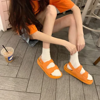 Ir 2021. Korejas Stila Modes Pludmales Sandales Sieviešu Romas Sandales Platformas Sprādzes Vasaras Kurpes Sieviete Preppy Sandalias Apavi SH366