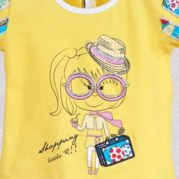 Ir 2021. Maz Q kokvilnas vasaras bērnu apģērbu komplekti plānas kids bērnu apģērbu divas drēbes meitenei t krekls elsas kids apģērba