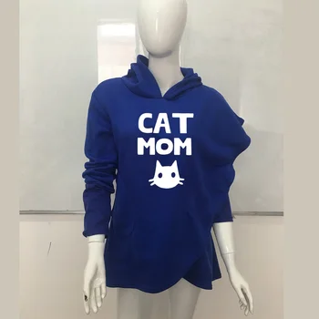 Ir 2021. Pavasara Dropshipping jaunpienācēji Sieviešu pelēkā vārna Modes Sieviešu Džemperis Kaķu Mamma Krekls Top pelēkā vārna Liela Izmēra Sieviešu