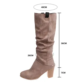 Ir 2021. Rudens Ziemas Sieviešu Zābakus Modes kroku dizaina Mākslīgās Zamšādas Ceļa Augstas Ērti, Mīksti augstpapēžu kurpes, Sieviešu Zābaki, Kurpes p696