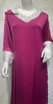 Ir 2021. Sievietēm, etniskā dimantu frēzēšana maxi Kleitu modes pilnu mežģīņu piedurknēm līmēšana drēbes āfrikas arābu kaftan musulmaņu tērpu VKDR2475