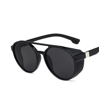 Ir 2021. Tendence Vīriešu Tēja Melnā Saulesbrilles Vintage Vadītāja Dekoratīvās UV400 Brūna Apaļa Steampunk ZILĀS Saules Brilles