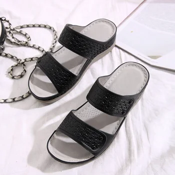 Ir 2021. Vasaras Brīvdienu Kurpes Sieviešu Sandales Gadījuma Sieviešu Pludmales Sandales Modes Dāmas Vasaras Sandales Ķīļveida Papēdis 5cm Plus Lieluma A2118