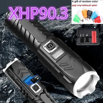 Ir 2021. XHP90 Taktiskais Lukturītis High Power Gaismiņa USB Lādējamu Tālummaiņas Lāpu Ūdensizturīgs, Gaismas Kempings Āra Lanterna